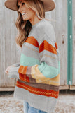 Anokhinaliza Color Block Round Neck Dropped Shoulder Sweater