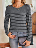 Anokhinaliza Lovelet Striped Round Neck Long Sleeve T-Shirt