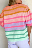 Anokhinaliza Striped Round Neck Half Sleeve Sweater