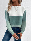 Anokhinaliza Color Block Drop Shoulder Long Sleeve Sweater