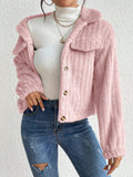 Anokhinaliza Fuzzy Button Up Collared Neck Jacket