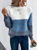 Anokhinaliza Color Block Drop Shoulder Long Sleeve Sweater