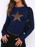 Anokhinaliza Devine Star Round Neck Long Sleeve T-Shirt