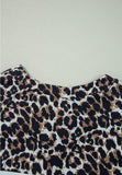 Anokhinaliza Waffle-Knit Leopard V-Neck Long Sleeve Blouse