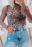 Anokhinaliza Turtleneck Leopard Long Sleeve Bodysuit