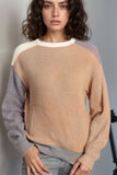 Anokhinaliza Color Block Round Neck Drop Shoulder Sweater