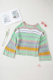 Anokhinaliza Contrast Striped Boat Neck Dropped Shoulder Sweater