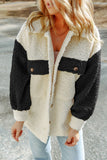 Anokhinaliza Color Block Collared Neck Sherpa Jacket