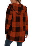 Anokhinaliza Plaid Long Sleeve Hooded Coat