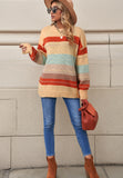 Anokhinaliza Color Block Round Neck Dropped Shoulder Sweater