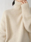 Anokhinaliza Turtleneck Dropped Shoulder Long Sleeve Sweater