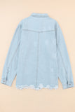 Anokhinaliza Flap Pocket Raw Hem Denim Jacket