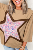 Anokhinaliza Star Applique Patch Round Neck T-Shirt