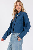 Anokhinaliza bytos Button Down Cropped Denim Jacket with Patch Pockets