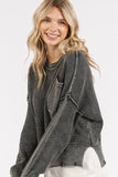 Anokhinaliza Mittoshop Distressed Hem Round Neck Dropped Shoulder Sweater