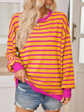 Anokhinaliza Lovelet Striped Contrast Long Sleeve Sweatshirt