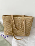 Anokhinaliza Solid Color Woven Tote Bag