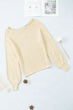 Anokhinaliza Openwork Boat Neck Raglan Sleeve Knit Top