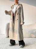 Anokhinaliza Collared Neck Long Sleeve Longline Trench Coat