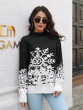 Anokhinaliza Snowflake Pattern Mock Neck Sweater