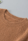 Anokhinaliza Fuzzy Round Neck Half Sleeve Sweater