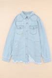 Anokhinaliza Flap Pocket Raw Hem Denim Jacket