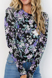 Anokhinaliza Floral Round Neck Long Sleeve T-Shirt