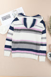 Anokhinaliza Plus Size Striped Long Sleeve Hooded Sweater