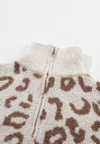 Anokhinaliza Leopard Half Zip Long Sleeve Sweater