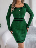 Anokhinaliza Contrast Trim Long Sleeve Sweater Dress