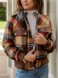 Anokhinaliza Pocketed Plaid Long Sleeve Jacket