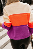 Anokhinaliza Color Block Drop Shoulder Round Neck Sweater