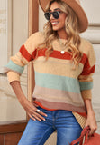 Anokhinaliza Color Block Round Neck Dropped Shoulder Sweater