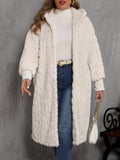 Anokhinaliza Plus Size Open Front Hooded Plush Coat