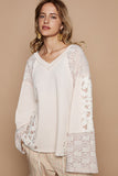 Anokhinaliza POL Lace Floral Round Neck Knit Top