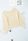 Anokhinaliza Openwork Boat Neck Raglan Sleeve Knit Top