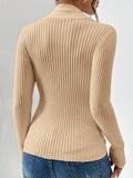 Anokhinaliza Twist Front Ribbed Long Sleeve Sweater