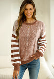 Anokhinaliza Striped Round Neck Dropped Shoulder Sweater