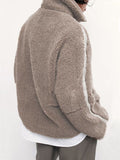 Anokhinaliza Zip Up Turtleneck Long Sleeve Plush Jacket