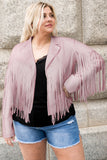 Anokhinaliza Plus Size Fringe Open Front Jacket