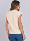 Anokhinaliza Mandy Contrast Round Neck Cap Sleeve Sweater