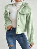 Anokhinaliza Fuzzy Button Up Collared Neck Jacket