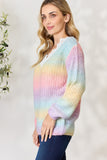 Anokhinaliza BiBi Rainbow Gradient Crochet Deetail Sweater