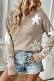 Anokhinaliza Star Round Neck Dropped Shoulder Sweater