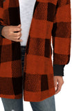 Anokhinaliza Plaid Long Sleeve Hooded Coat