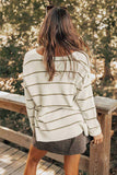 Anokhinaliza Striped V-Neck Drop Shoulder Sweater