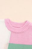 Anokhinaliza Color Block Round Neck Drop Shoulder Sweater