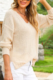 Anokhinaliza V-Neck Dropped Shoulder Sweater