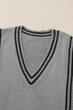 Anokhinaliza Striped Trim V-Neck Sweater Vest