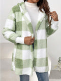 Anokhinaliza Plaid Long Sleeve Hooded Coat